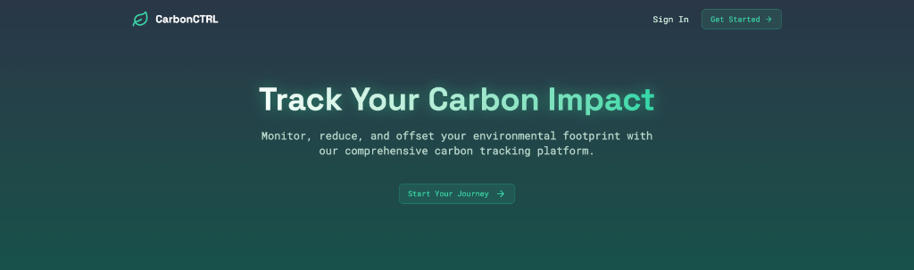 CarbonCTRL sustainability dashboard with emissions summaries and reduction recommendations