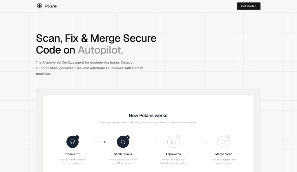 Polaris repository dashboard showing infrastructure security findings and remediation status